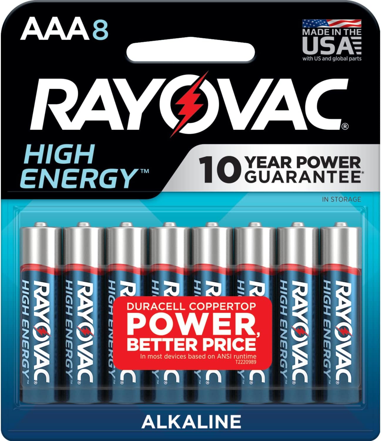 Rayovac High Energy AAA Batteries - 8 Pack