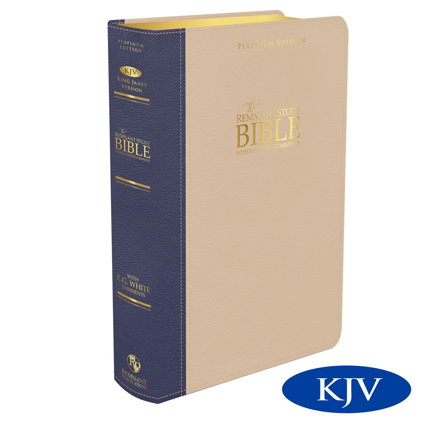 Platinum Remnant Study Bible KJV (Genuine Top-grain Leather Blue/Taupe)