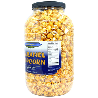 Humbli Organics Caramel Popcorn, 32 oz Tub (2 lbs) | Non-GMO Ingredients, No Artificial Flavors or Preservatives, Gluten-Free Sweet Snack | Resealable Container