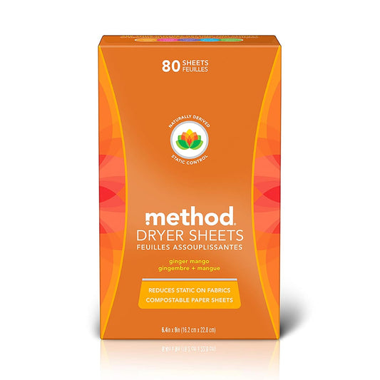 Method Ginger Mango Scent Dryer Sheets Sheets 80 pk