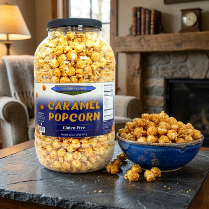 Humbli Organics Caramel Popcorn, 32 oz Tub (2 lbs) | Non-GMO Ingredients, No Artificial Flavors or Preservatives, Gluten-Free Sweet Snack | Resealable Container