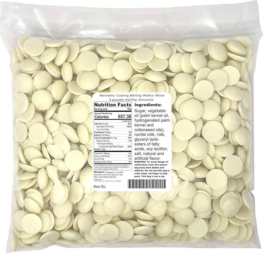 Merckens Coating Melting Wafers White chocolate, 5 pounds