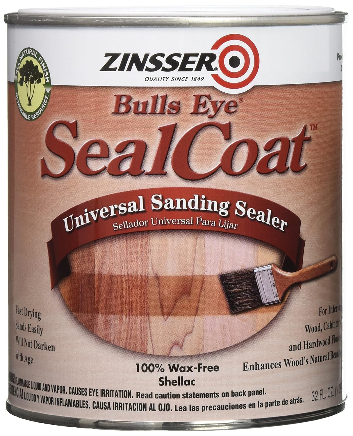Zinsser Bulls Eye SealCoat Flat/Matte Clear Oil-Based Universal Sanding Sealer 1 qt